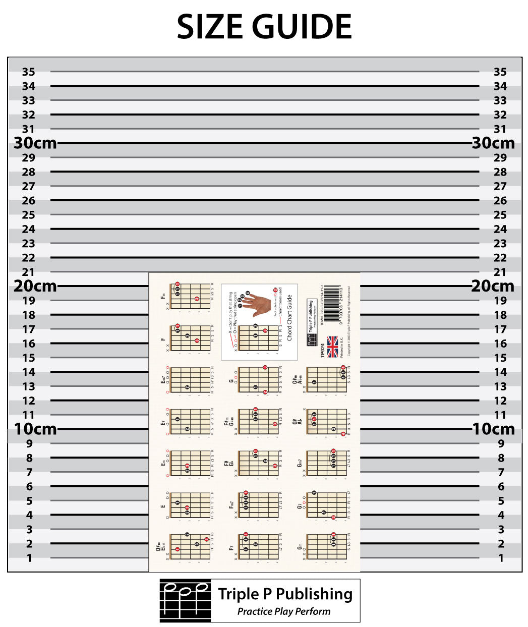 A chord chart on a size guide