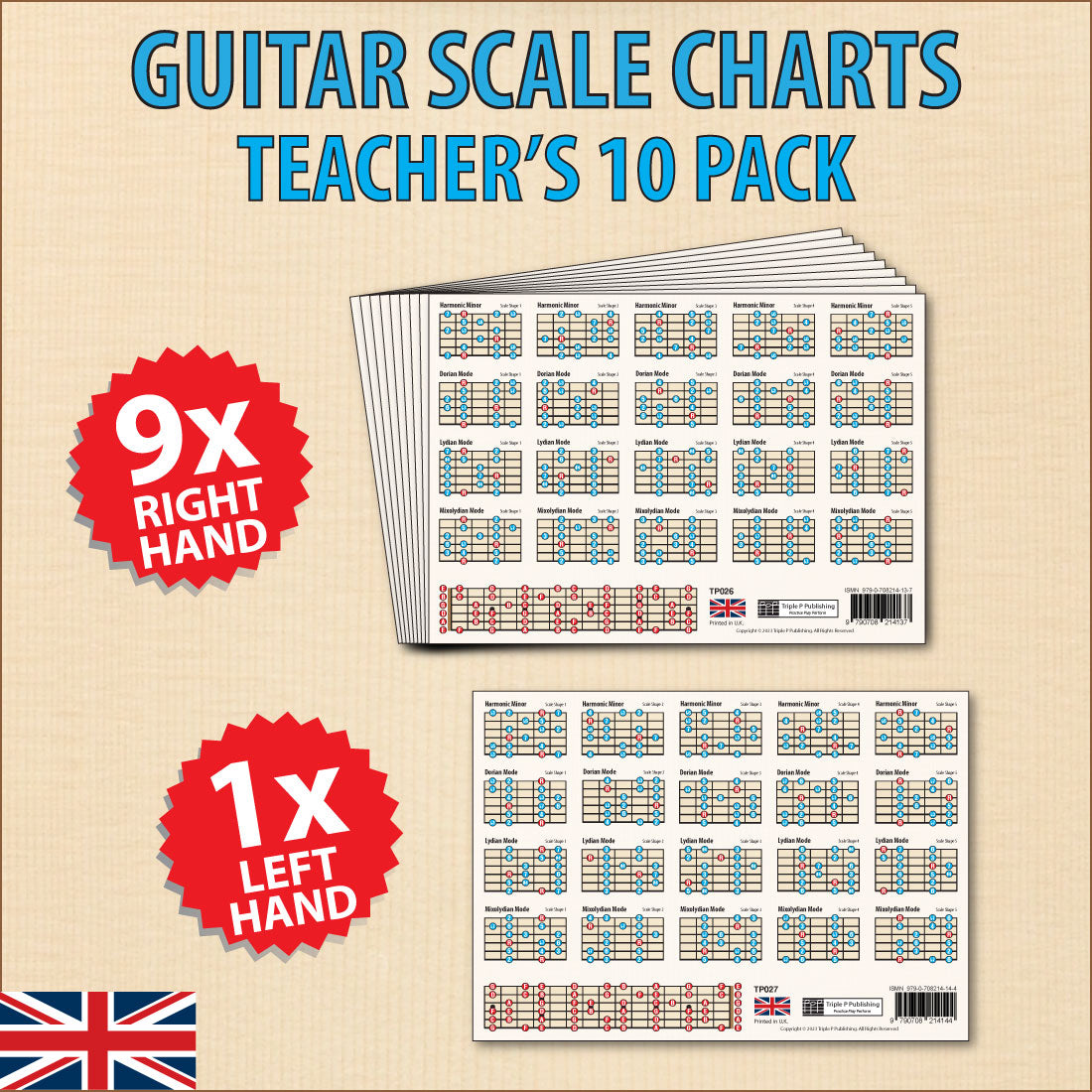 Teacher's 10 pack showing 9 right-hand charts and 1 left hand chart