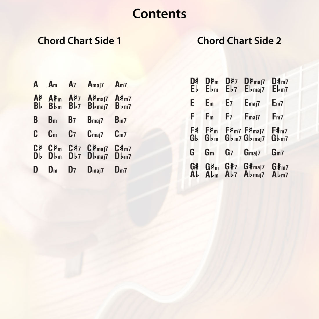 Full contents listed for each side of the chord chart