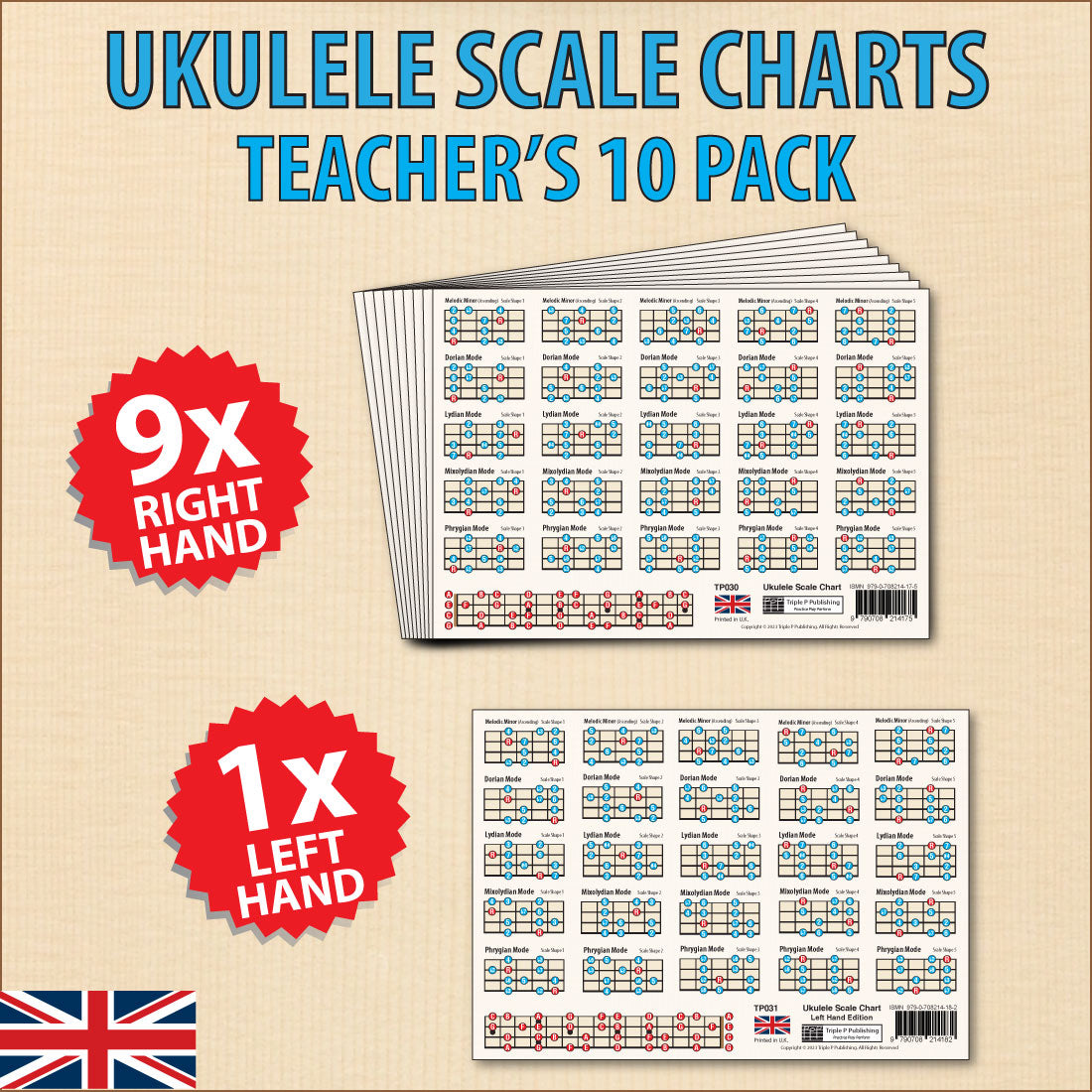 Teacher's 10 pack showing 9 right-hand charts and 1 left hand chart