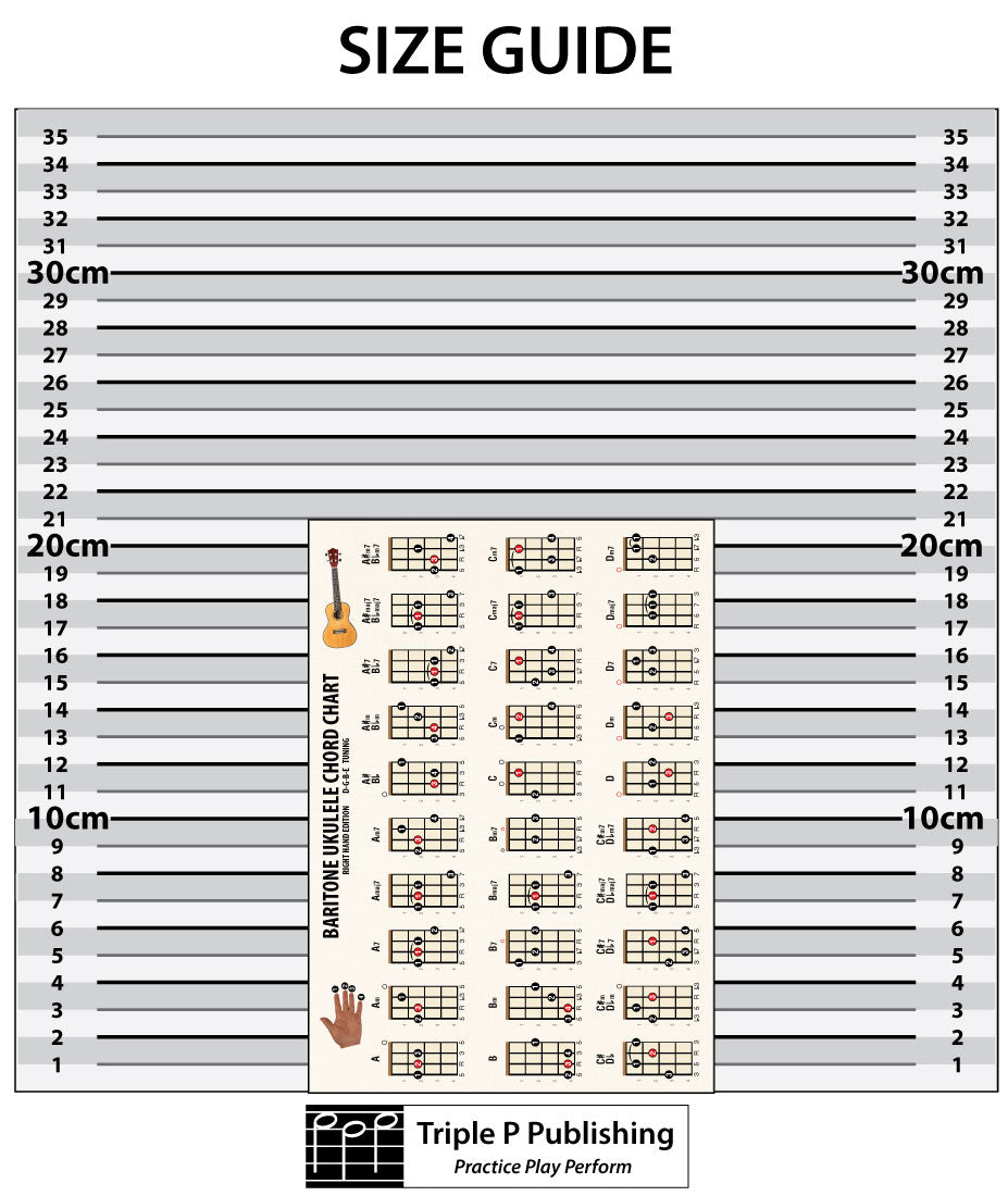 The chord chart on a size guide background