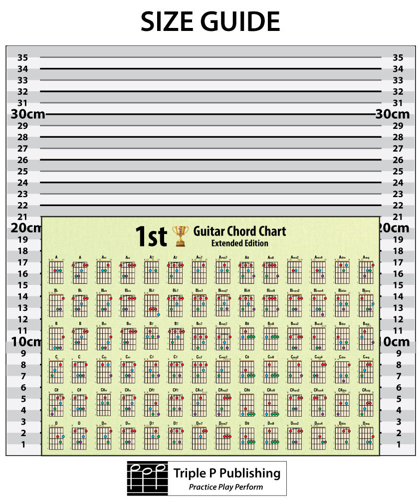 Chord chart sitting on a size chart