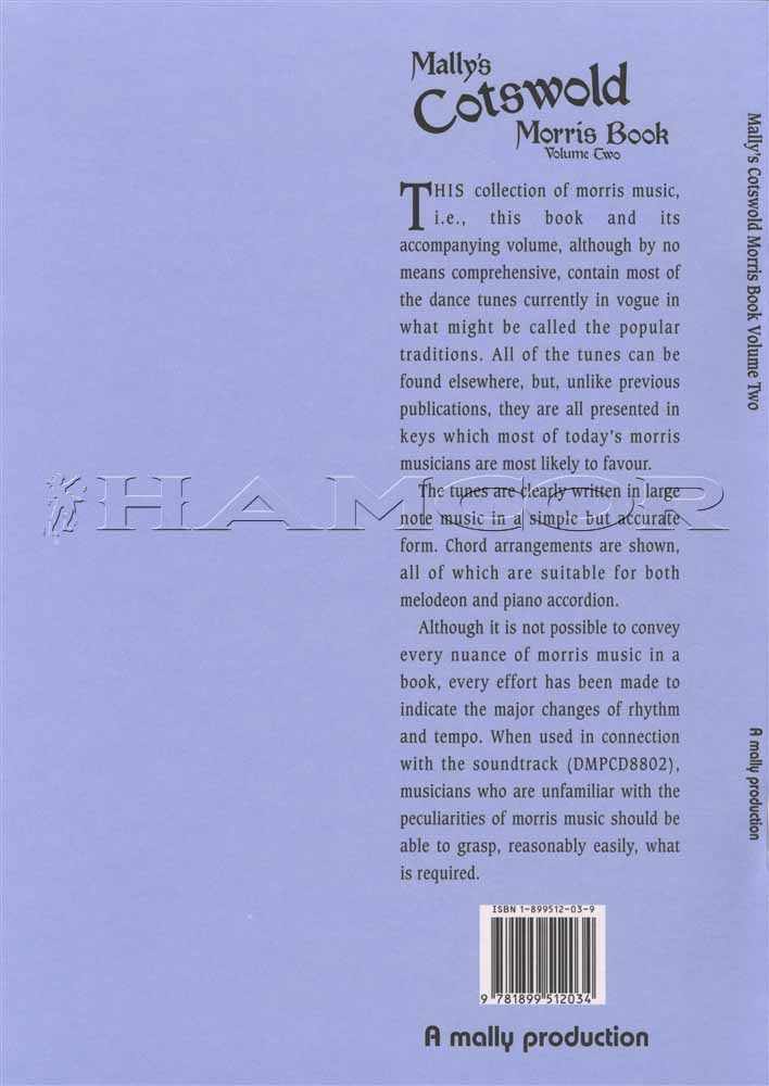back cover of Mally's Cotswold Morris Book Volume 2