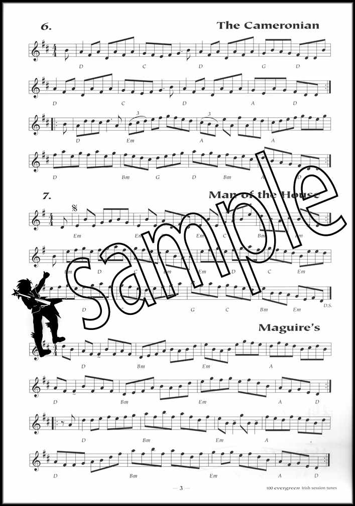 1st sample page from 100 Evergreen Irish Session Tunes Music Book