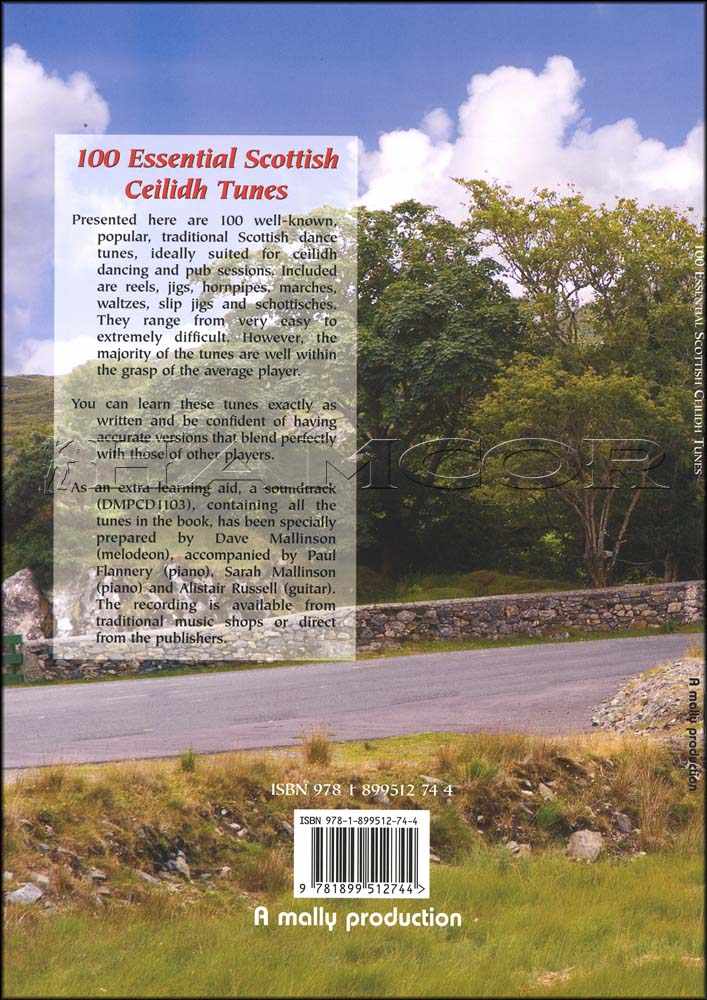 back cover of 100 Essential Scottish Ceilidh Tunes Music Book