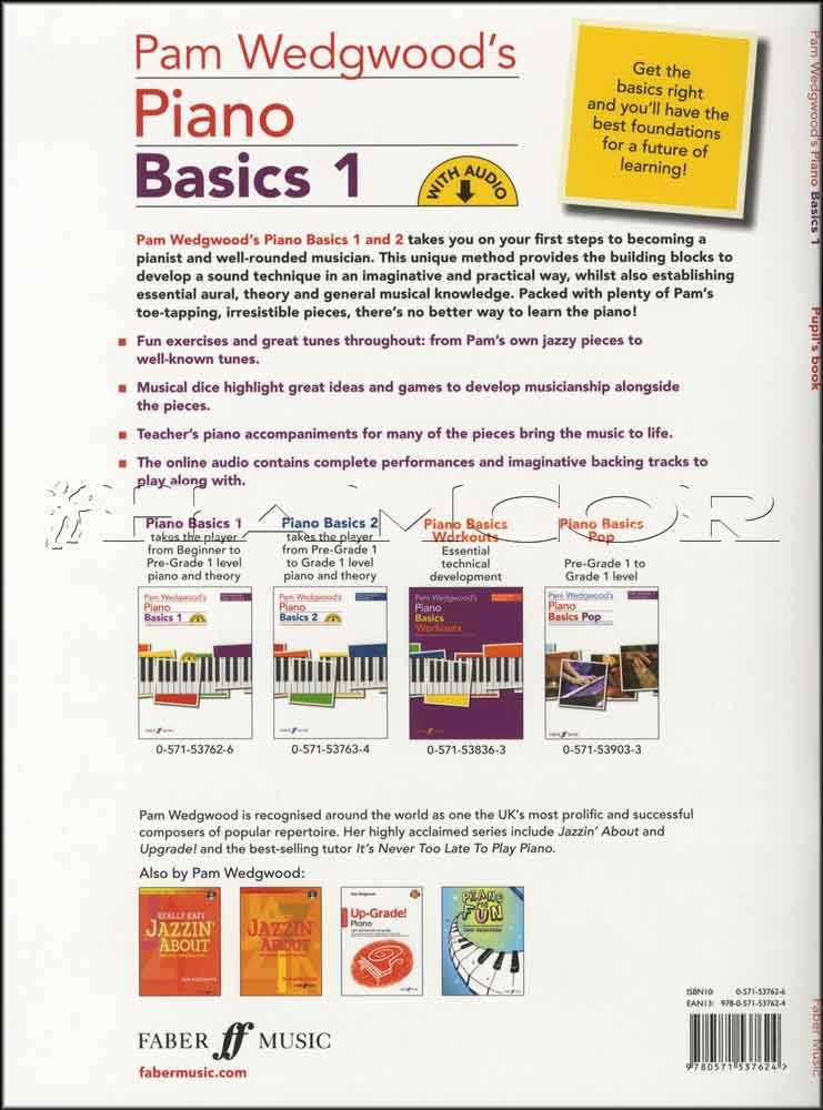 back cover of Pam Wedgwood's Piano Basics 1 Book/Audio