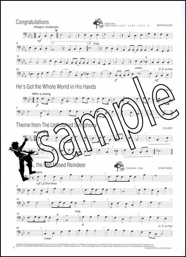 2nd sample page from Easy Winners Trombone Bass Clef Book Only