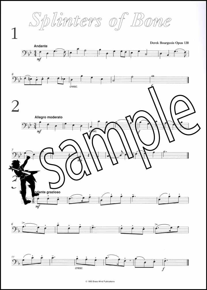 1st sample page from Splinters of Bone Studies for Trombone Bass Clef by Derek Bourgeois