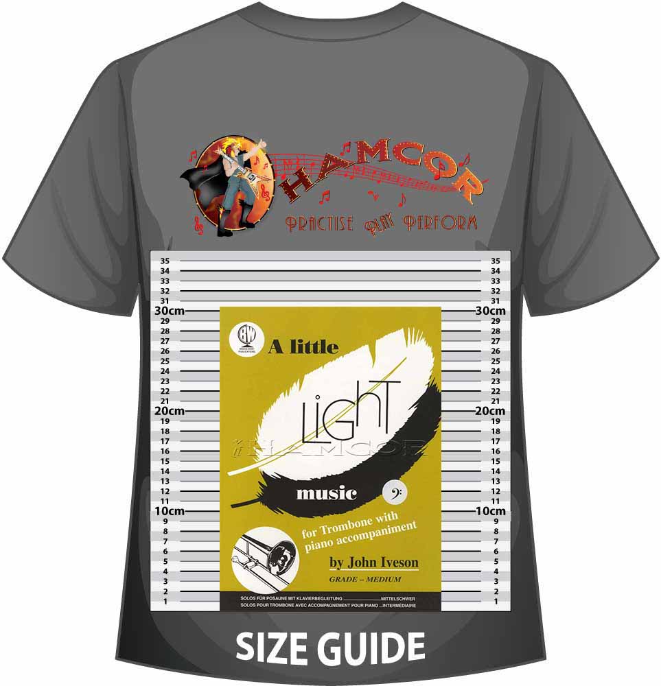 front cover of A Little Light Music for Trombone Bass Clef by John Iveson on a size guide