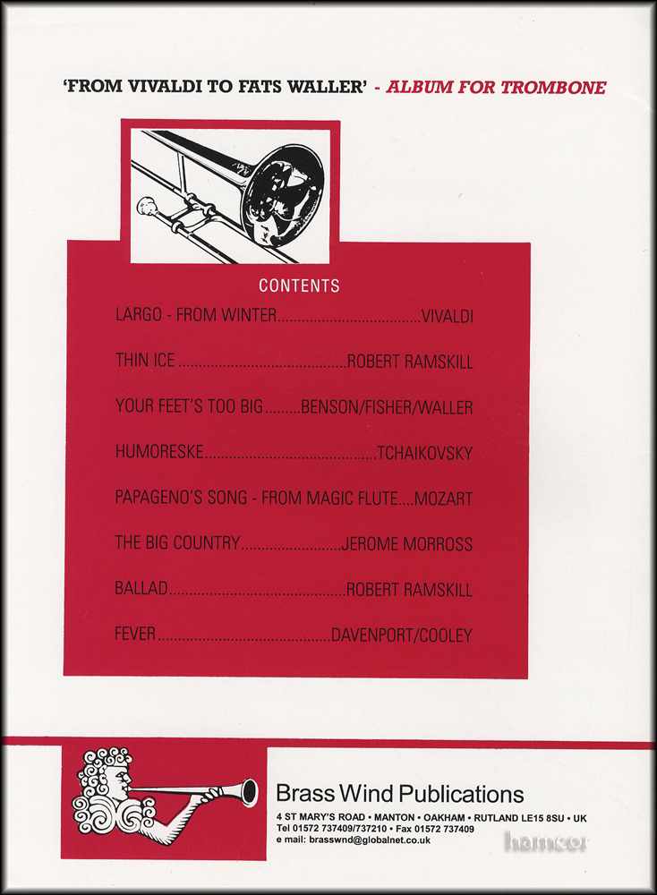 back cover of From Vivaldi to Fats Waller for Trombone Bass Clef