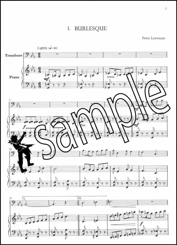 1st sample page from Badinage for Trombone / Euphonium Treble Clef by Peter Lawrance