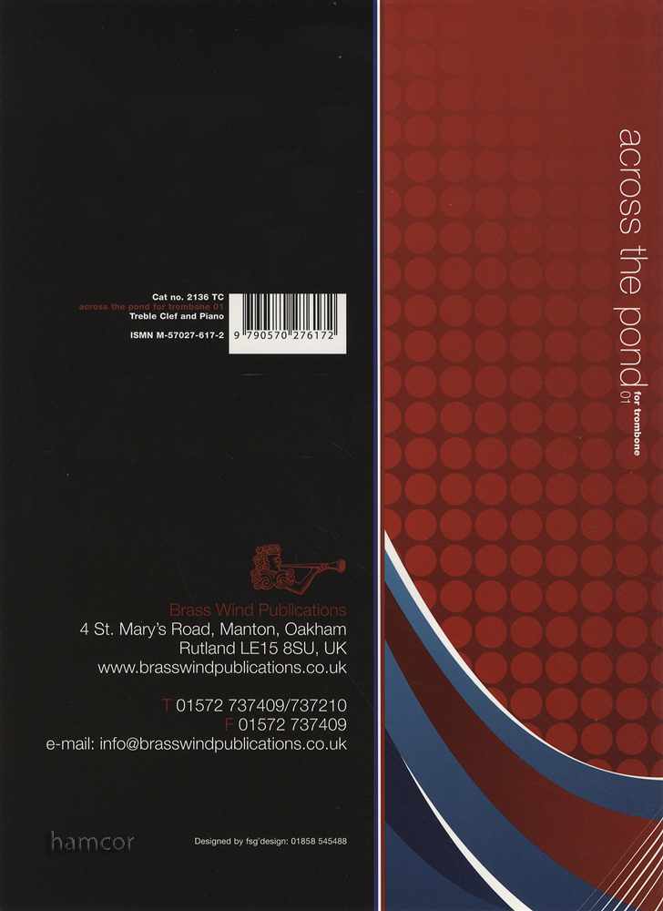 back cover of Across the Pond 1 for Trombone Treble Clef Book Only by Jim McMillen