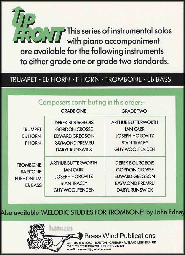 back cover of Up Front Album for Eb Bass/Tuba Book 1 Treble Clef