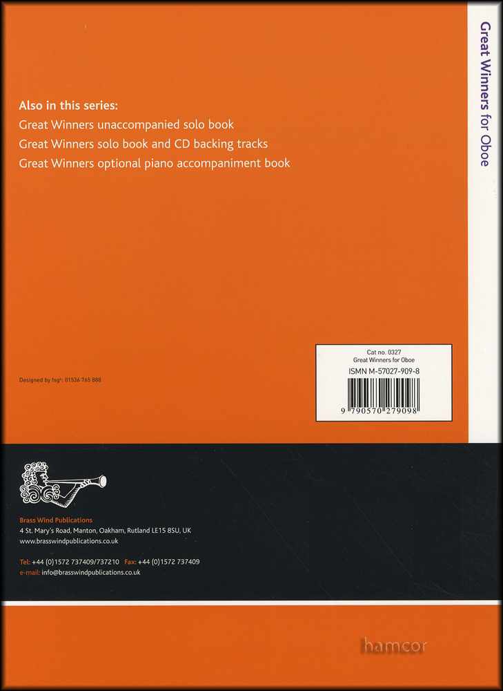 back cover of Great Winners for Oboe Book Only
