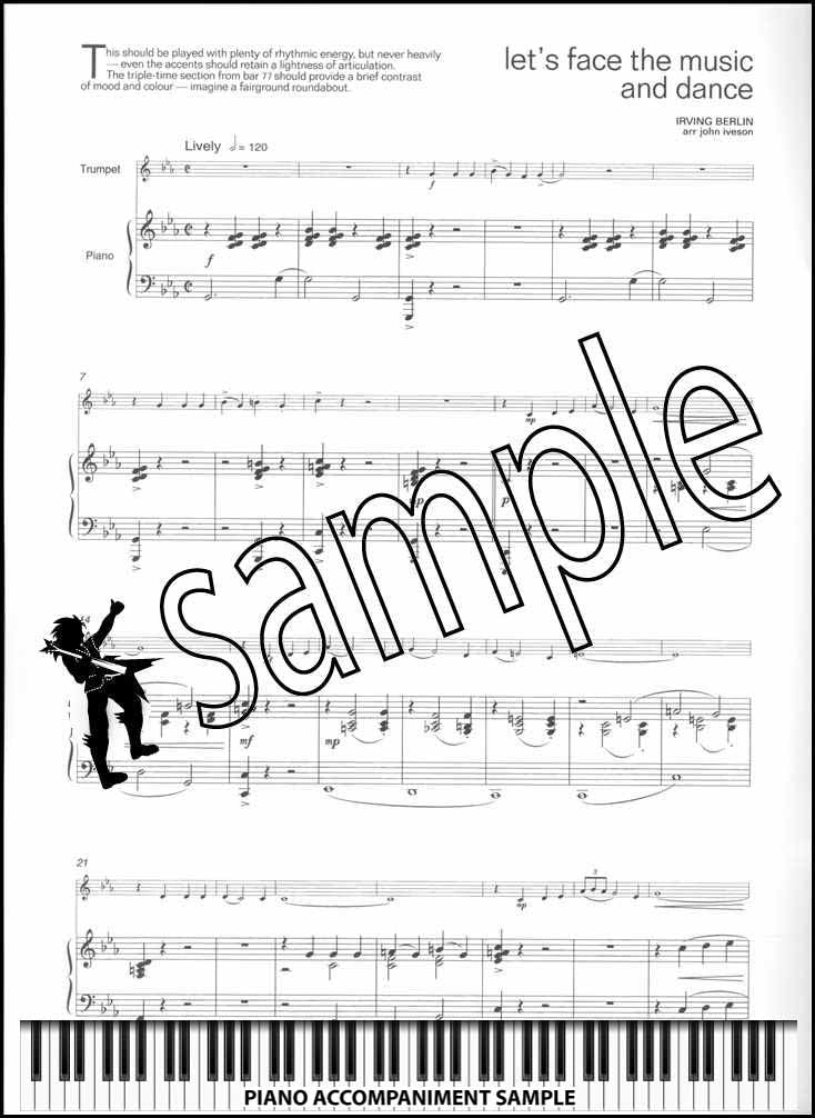 piano accompaniment sample page from Lets Face the Music for Trumpet Book/CD