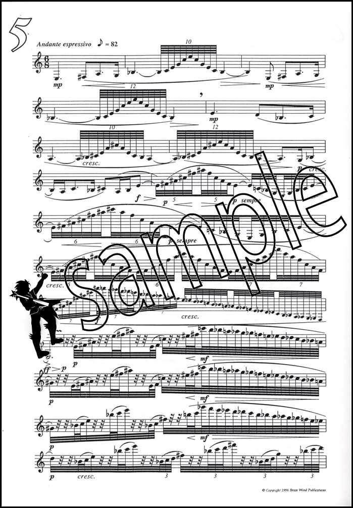 2nd sample page from Fantasy Pieces for Clarinet by Derek Bourgeois