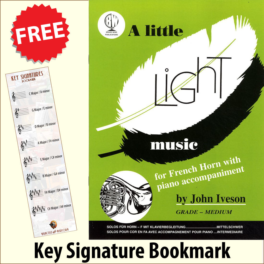 front cover of A Little Light Music for French Horn together with free Treble Clef bookmark