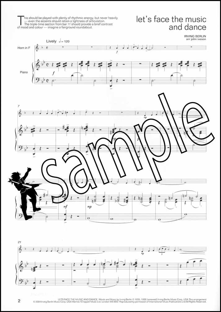 3rd sample page from Lets Face the Music for F Horn