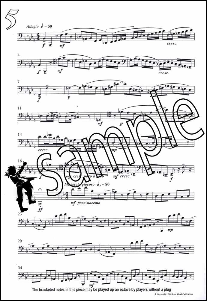 2nd sample page from Fantasy Pieces for Tenor Trombone Bass Clef by Derek Bourgeois