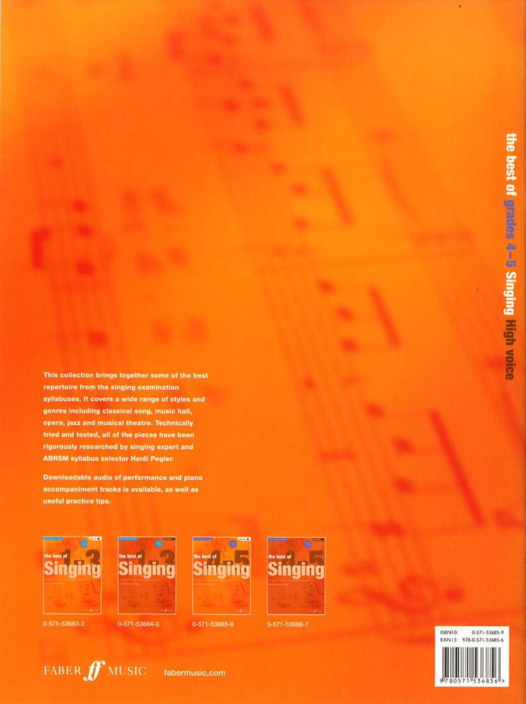 back cover of The Best of Grades 4-5 Singing High Voice Book/Audio by Heidi Pegler