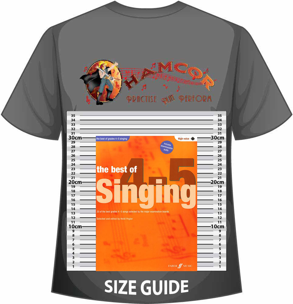 front cover of The Best of Grades 4-5 Singing High Voice Book/Audio by Heidi Pegler on a size guide