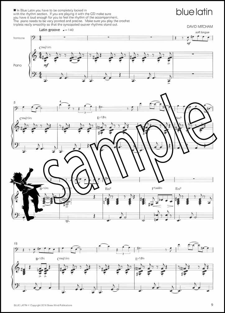2nd sample page from Sonny Bluebone for Trombone Bass Clef Book/CD by David Mitcham