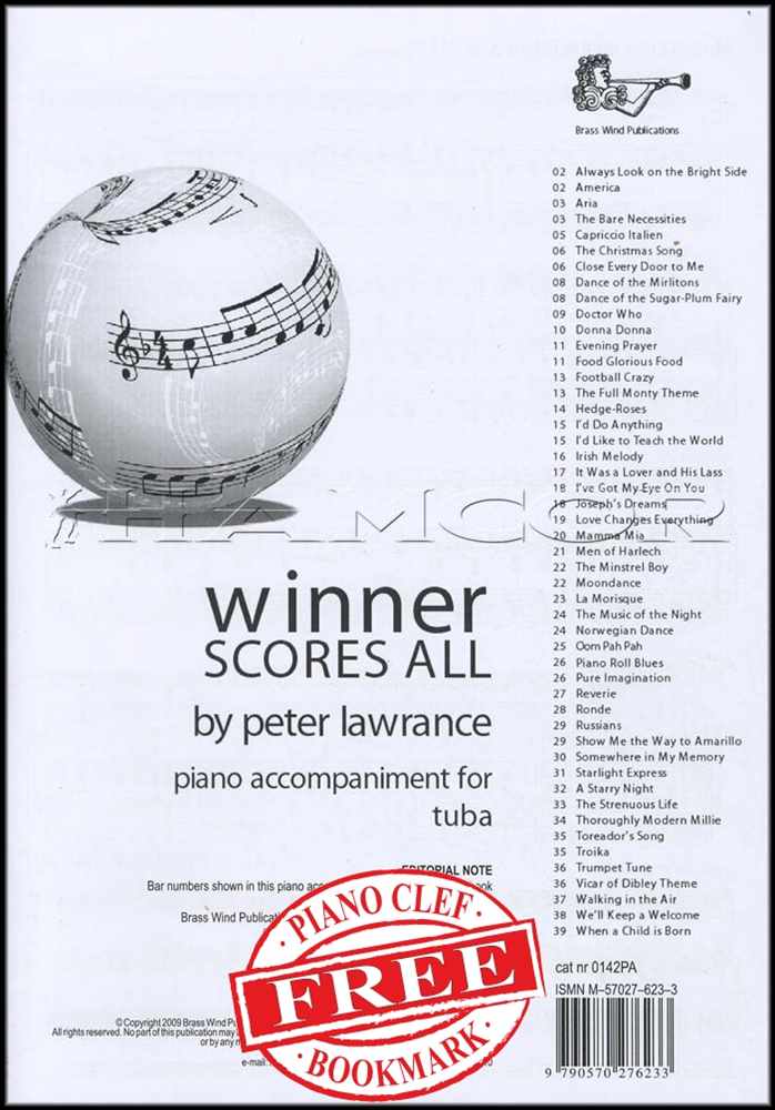 front cover of Winner Scores All Piano Accompaniment for Tuba