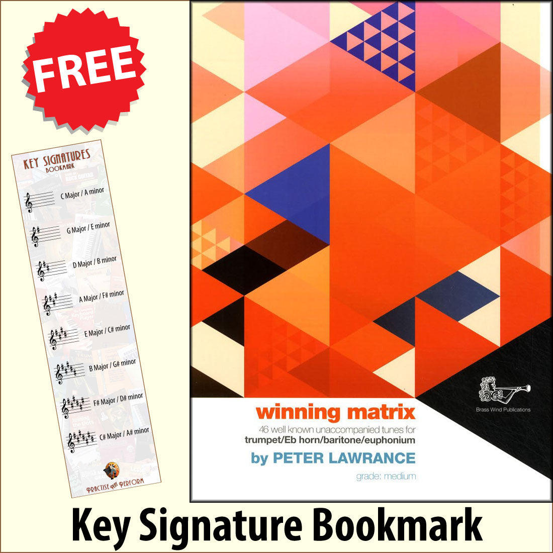 front cover of Winning Matrix for Trumpet Eb Horn Euphonium Book Only together with free Treble Clef bookmark