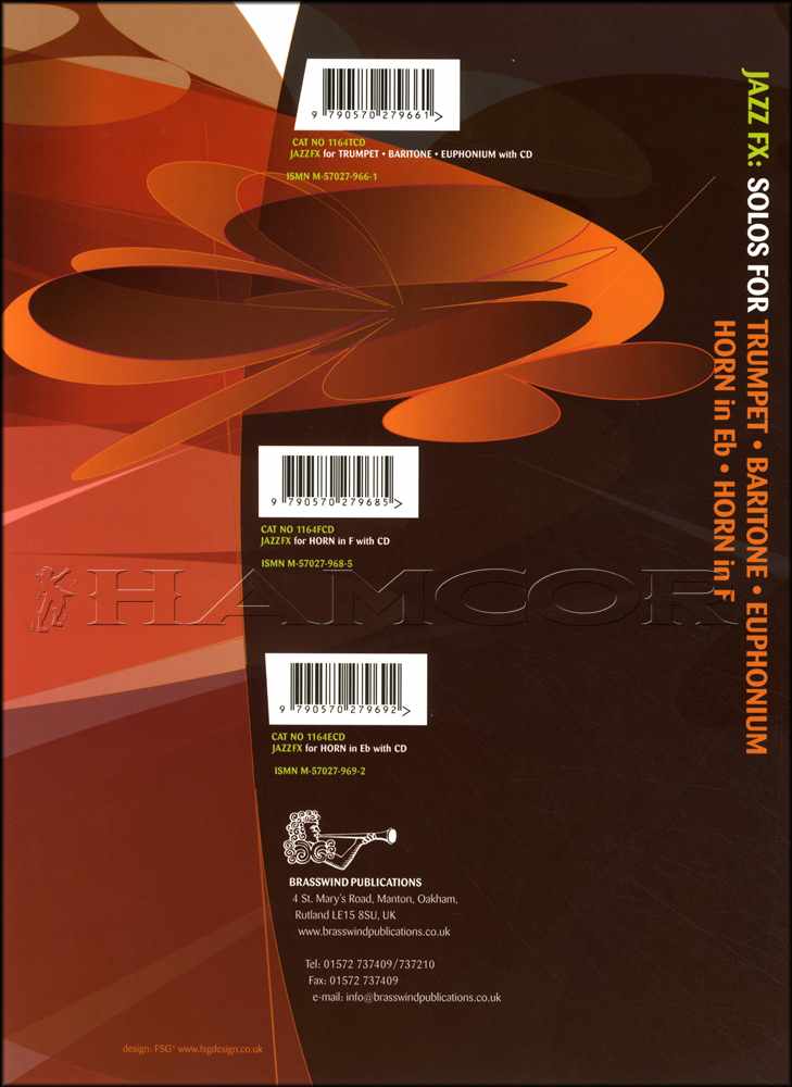 back cover of JazzFX Solos for Trumpet Book/CD by Dave Gale