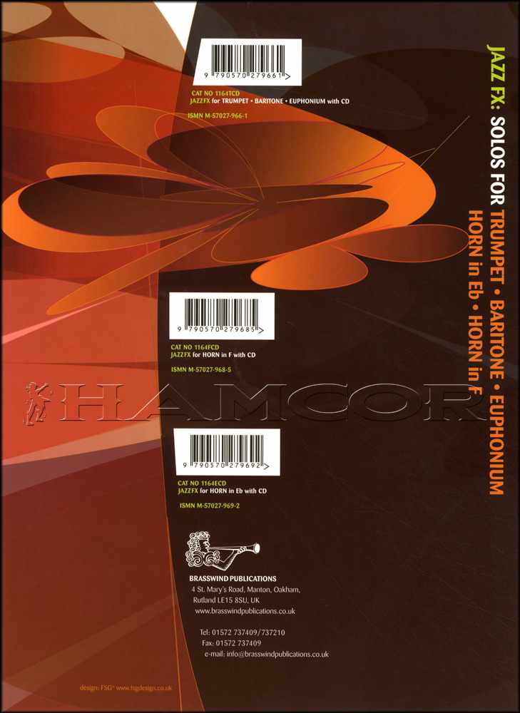 back cover of JazzFX Solos for Horn in F Book/CD by Dave Gale