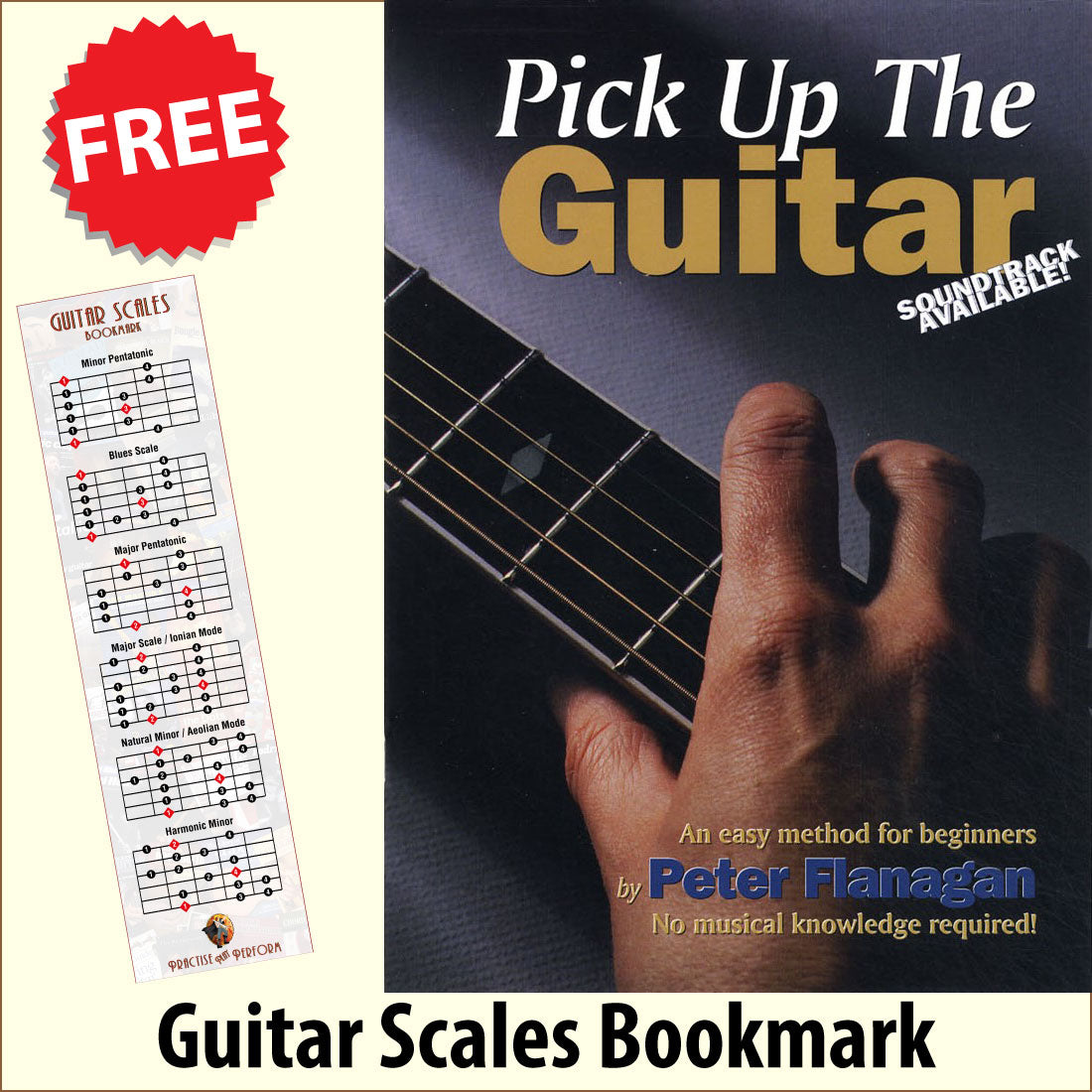 front cover of Pick Up The Guitar together with free Guitar Scales bookmark
