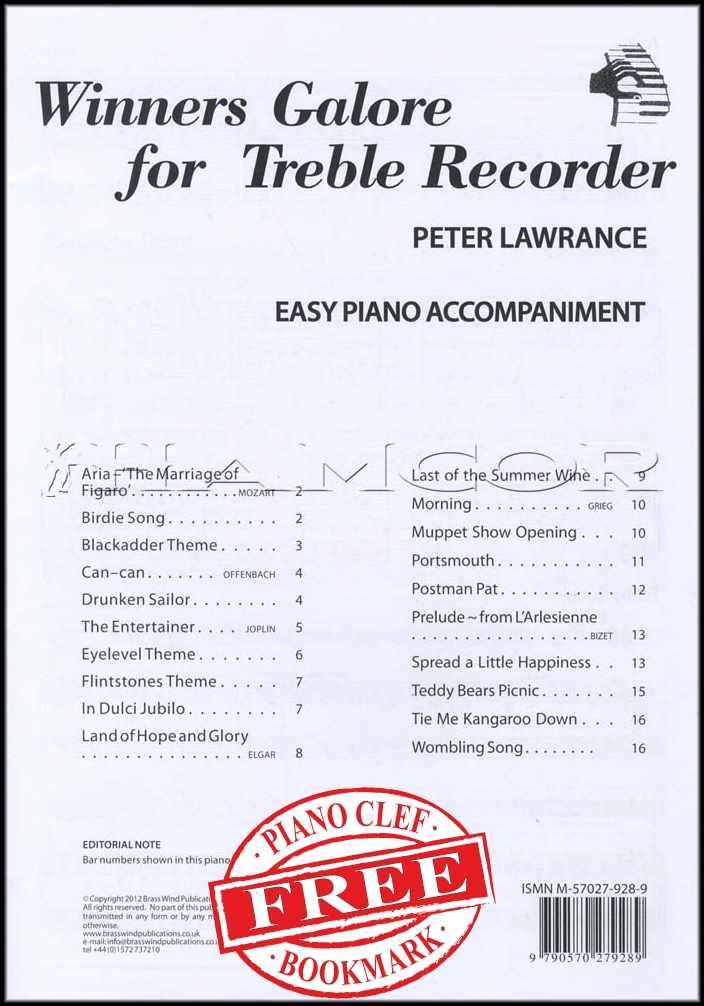 front cover of Winners Galore Piano Accompaniment for Treble Recorder
