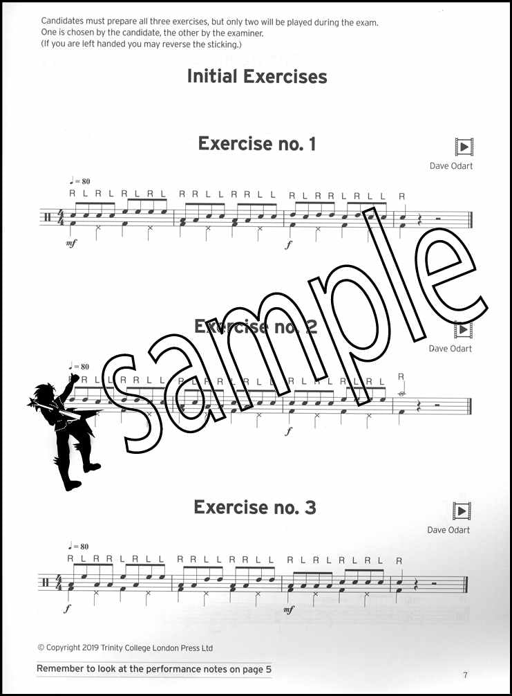 1st sample page from Trinity College London Drum Kit Initial-Grade 2 from 2020