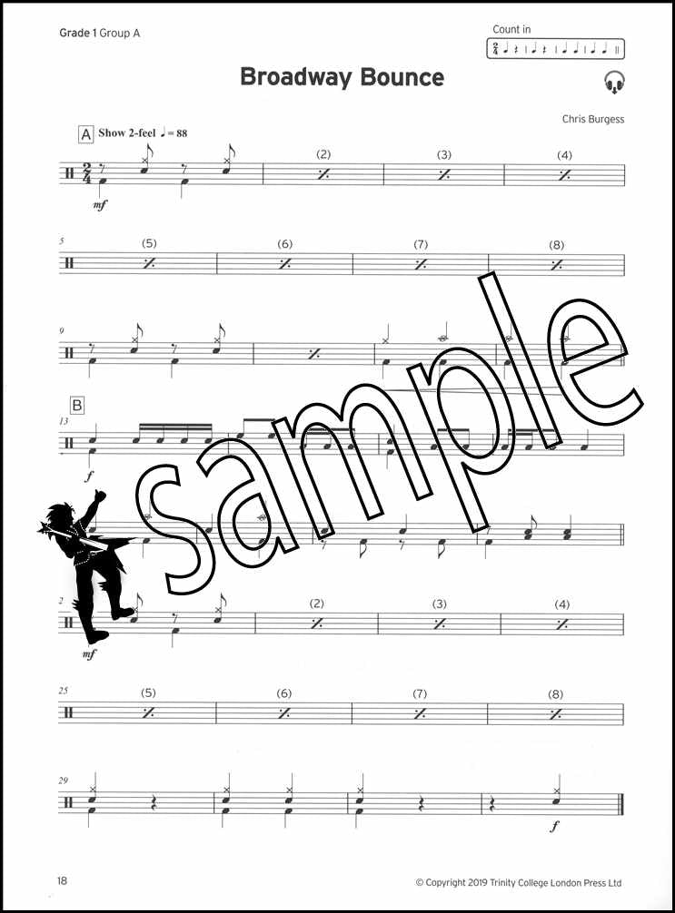 2nd sample page from Trinity College London Drum Kit Initial-Grade 2 from 2020
