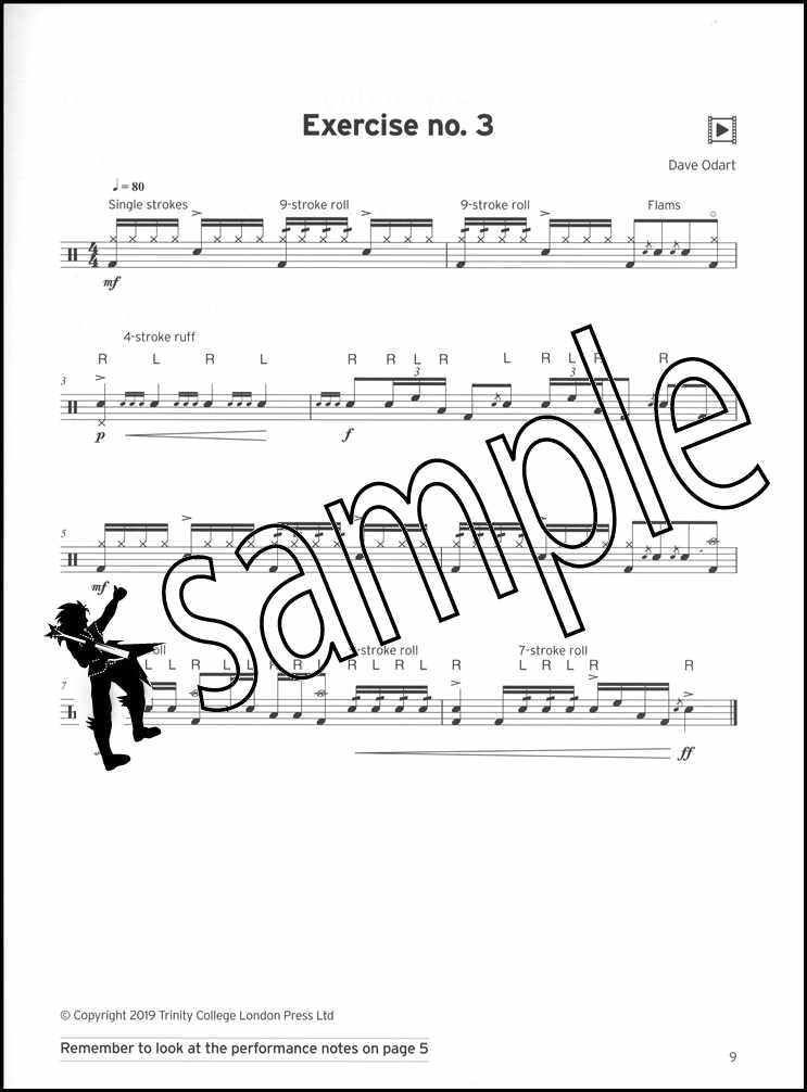 1st sample page from Trinity College London Drum Kit Grades 3-5 from 2020