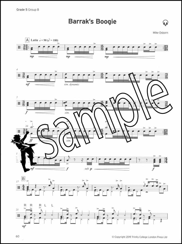 3rd sample page from Trinity College London Drum Kit Grades 3-5 from 2020