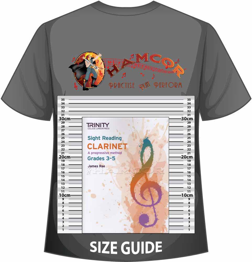 front cover of Trinity College London Clarinet Sight Reading Grades 3-5 on a size guide