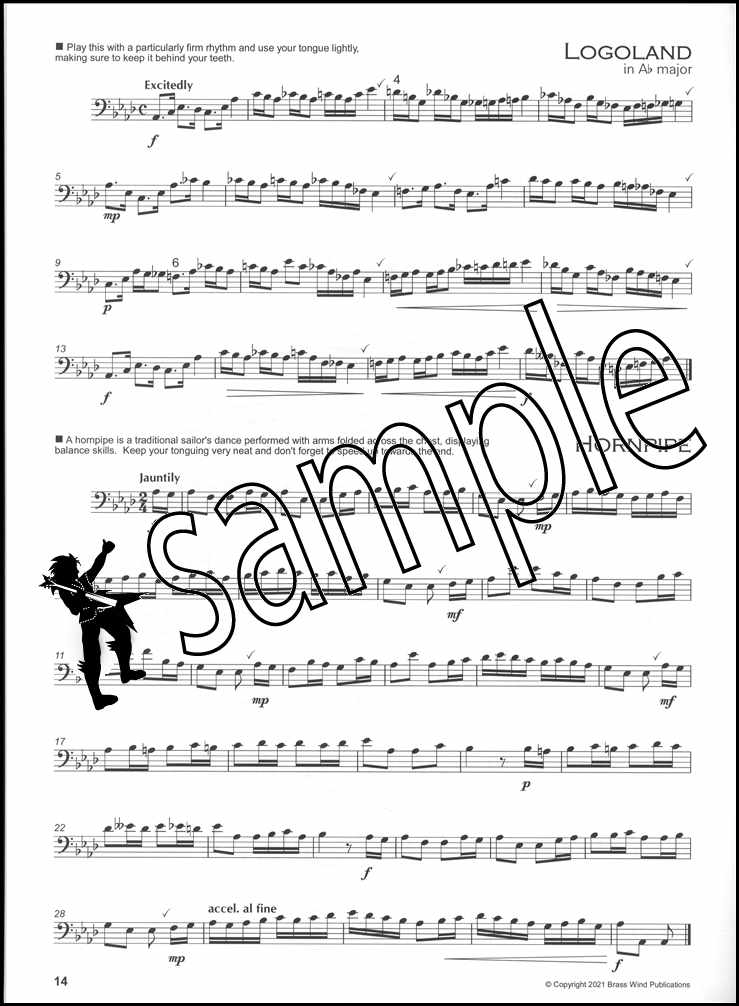 2nd sample page from Polished Brass Studies for Trombone Bass Clef by Lizzie Davis