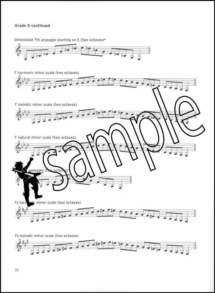 2nd sample page from Trinity College London Clarinet Scales Arpeggios Exercises Grades 1-8