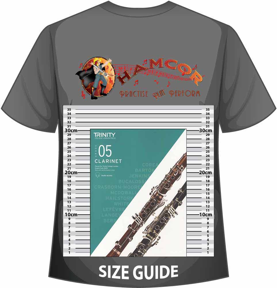 front cover of Trinity College London Clarinet Grade 5 from 2023 on a size guide