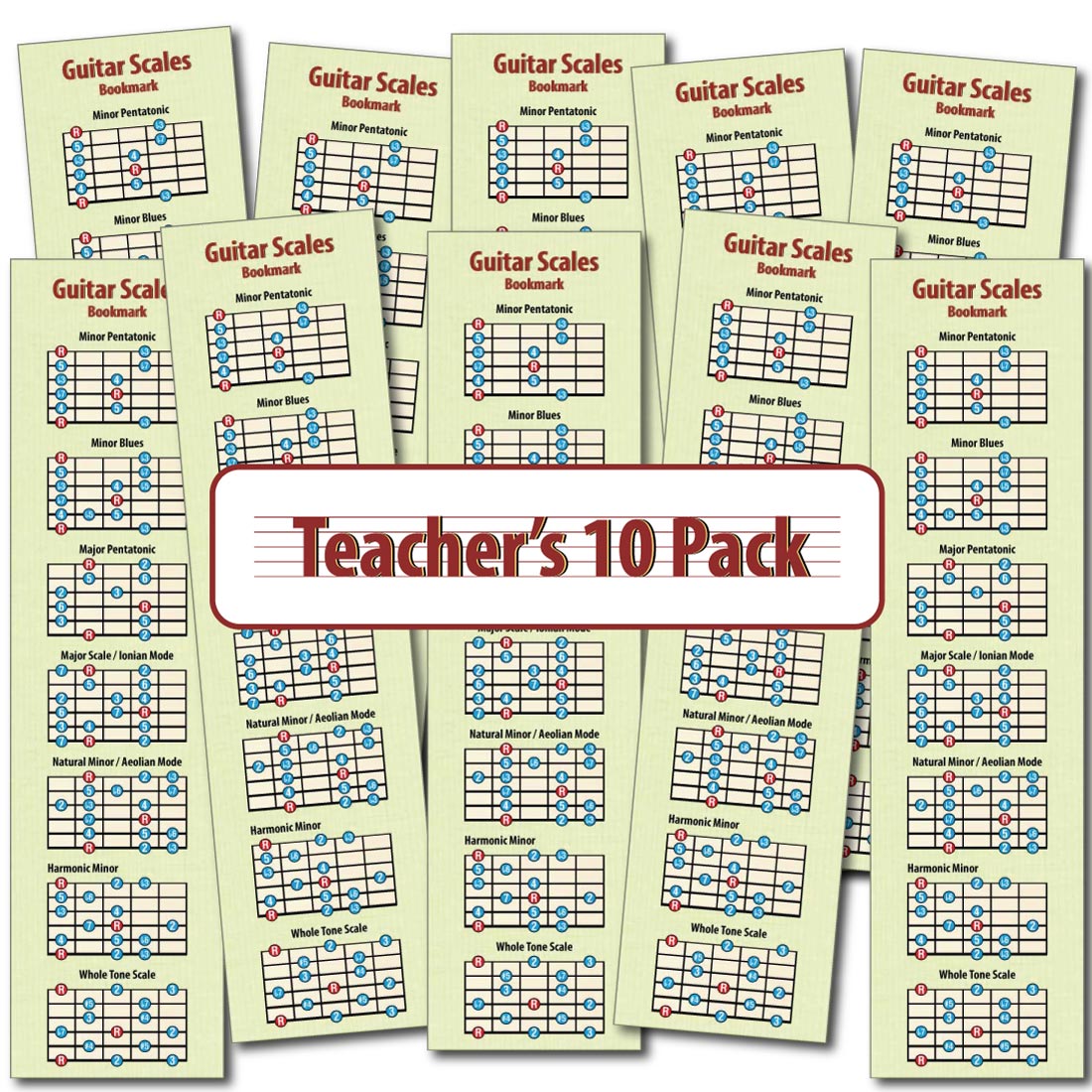 A picture showing all 10 bookmarks, five on top, 5 below, all overlapping