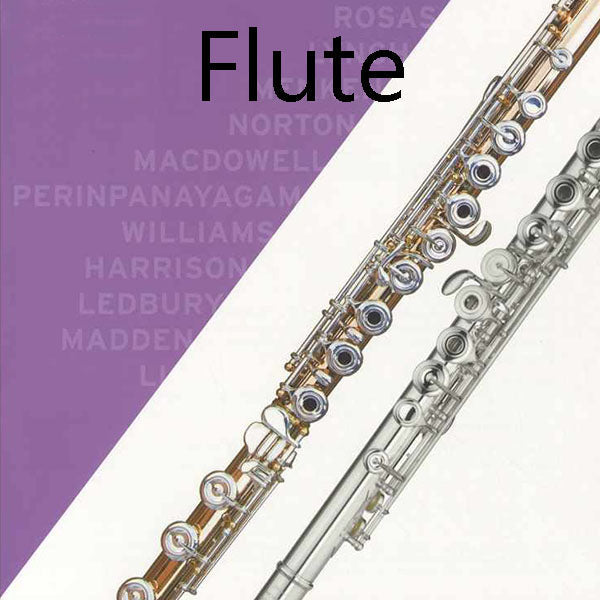 Image of two flutes, taken from the front cover of the TCL flute book, with the title Flute