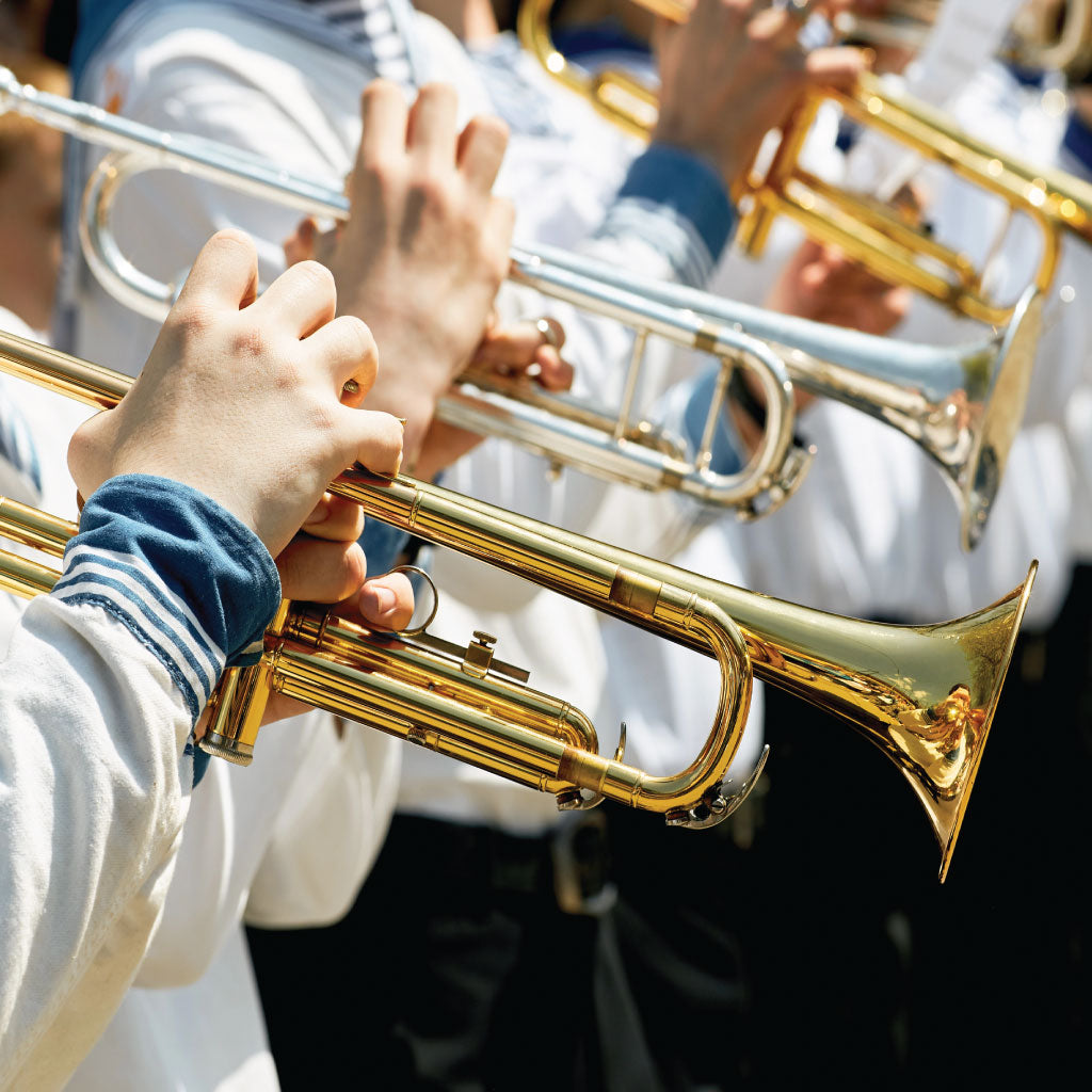 Trumpet section from a high school band