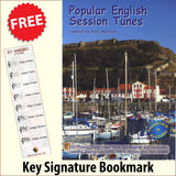 front cover of Popular English Session Tunes Music Book together with free Treble Clef bookmark