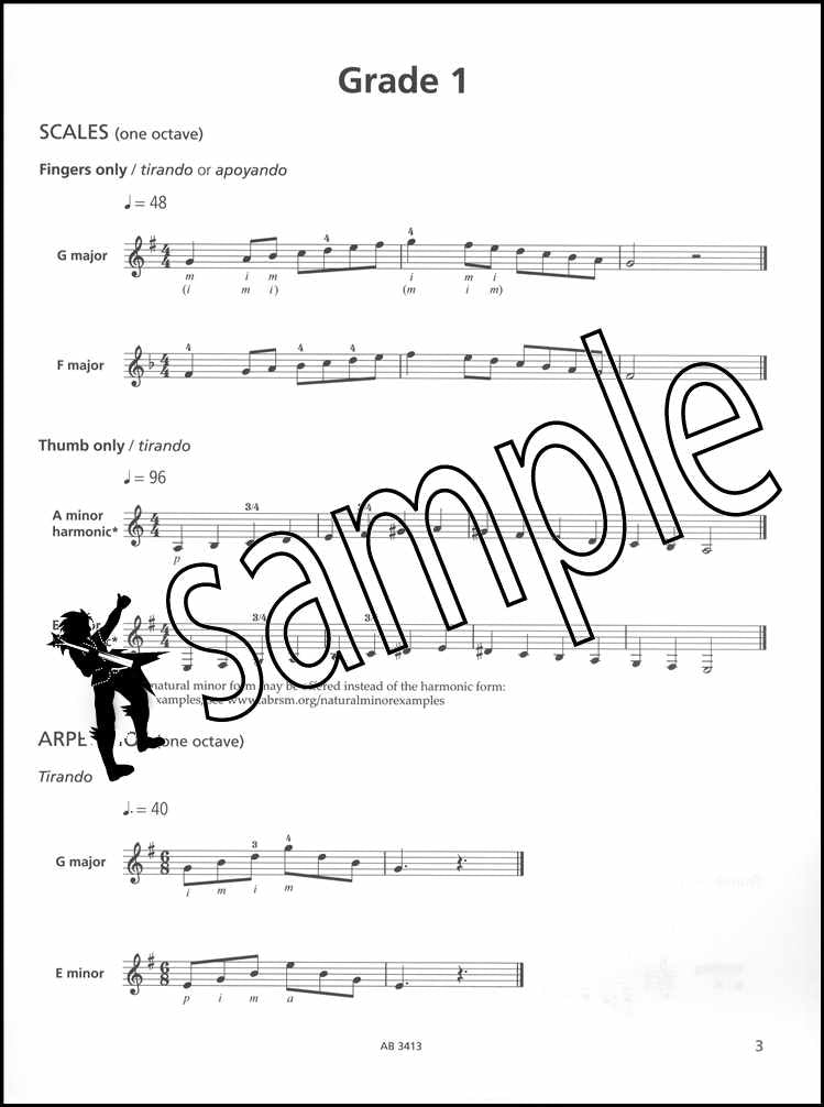 1st sample page from ABRSM Guitar Scales & Arpeggios Grades 1-5