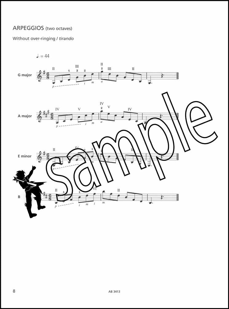 2nd sample page from ABRSM Guitar Scales & Arpeggios Grades 1-5