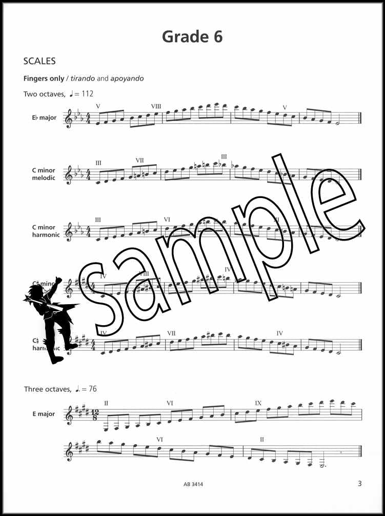 1st sample page from ABRSM Guitar Scales & Arpeggios Grades 6-8