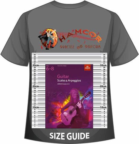 front cover of ABRSM Guitar Scales & Arpeggios Grades 6-8 on a size guide