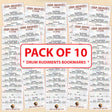 10 drum rudiments bookmarks on a wood effect background