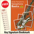 front cover of Andy Hampton's Saxophone Basics together with free Treble Clef bookmark